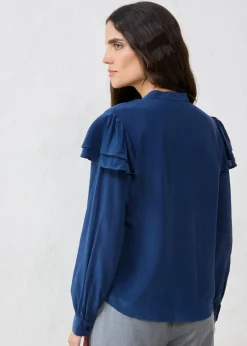 bonprix bonprix Blusa de seda Azul marino Discount