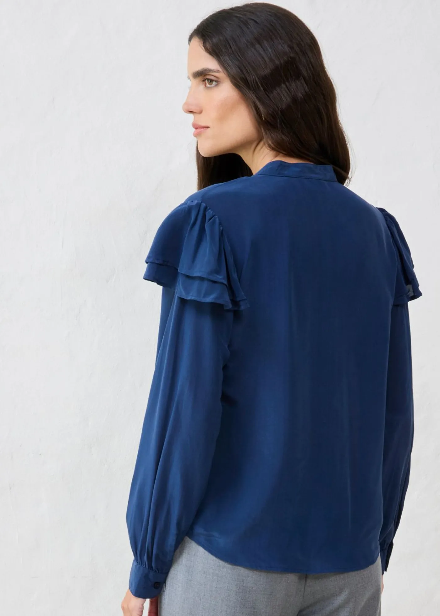 bonprix bonprix Blusa de seda Azul marino Discount