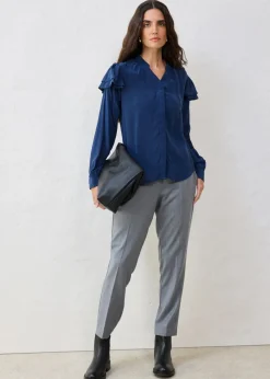 bonprix bonprix Blusa de seda Azul marino Discount