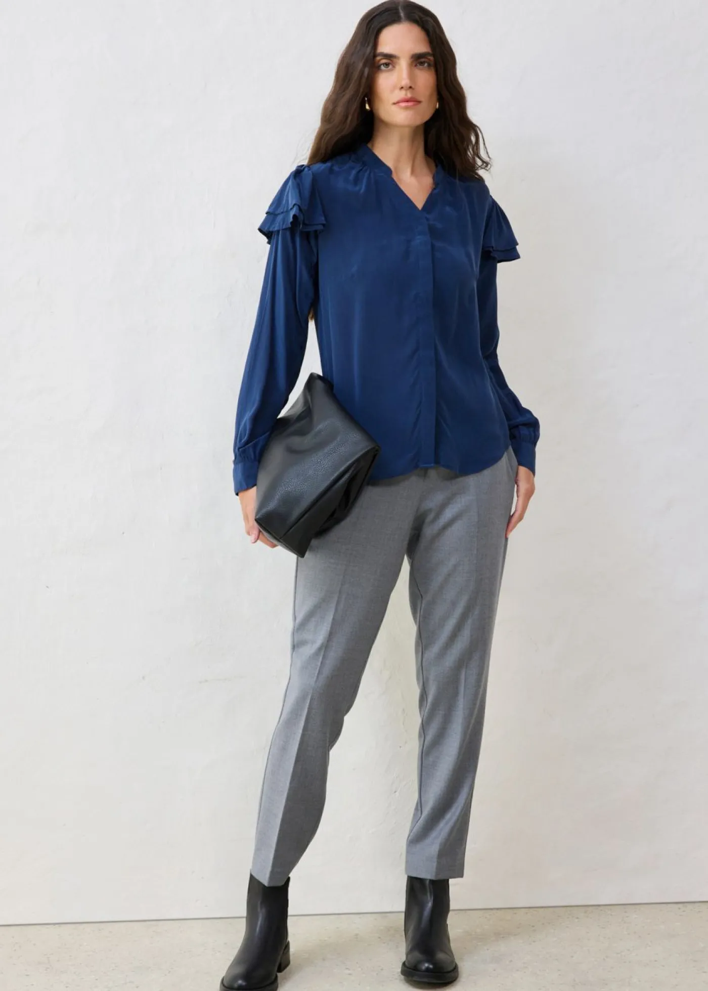 bonprix bonprix Blusa de seda Azul marino Discount