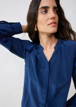 bonprix bonprix Blusa de seda Azul marino Discount