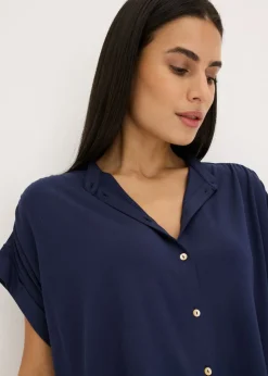 bonprix bonprix Blusa de suave mezcla de viscosa Azul marino Discount