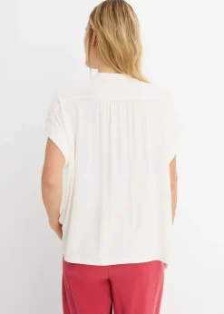 bonprix bonprix Blusa de suave mezcla de viscosa Blanco lana New