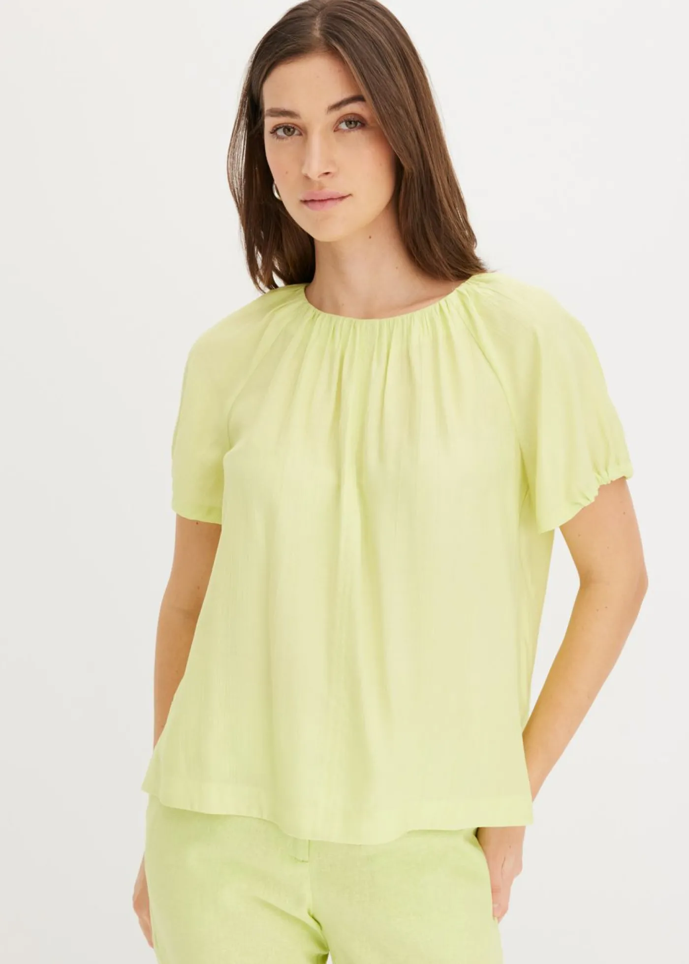 bonprix bonprix Blusa de tejido arrugado estructurado Verde menta Outlet