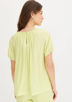 bonprix bonprix Blusa de tejido arrugado estructurado Verde menta Outlet