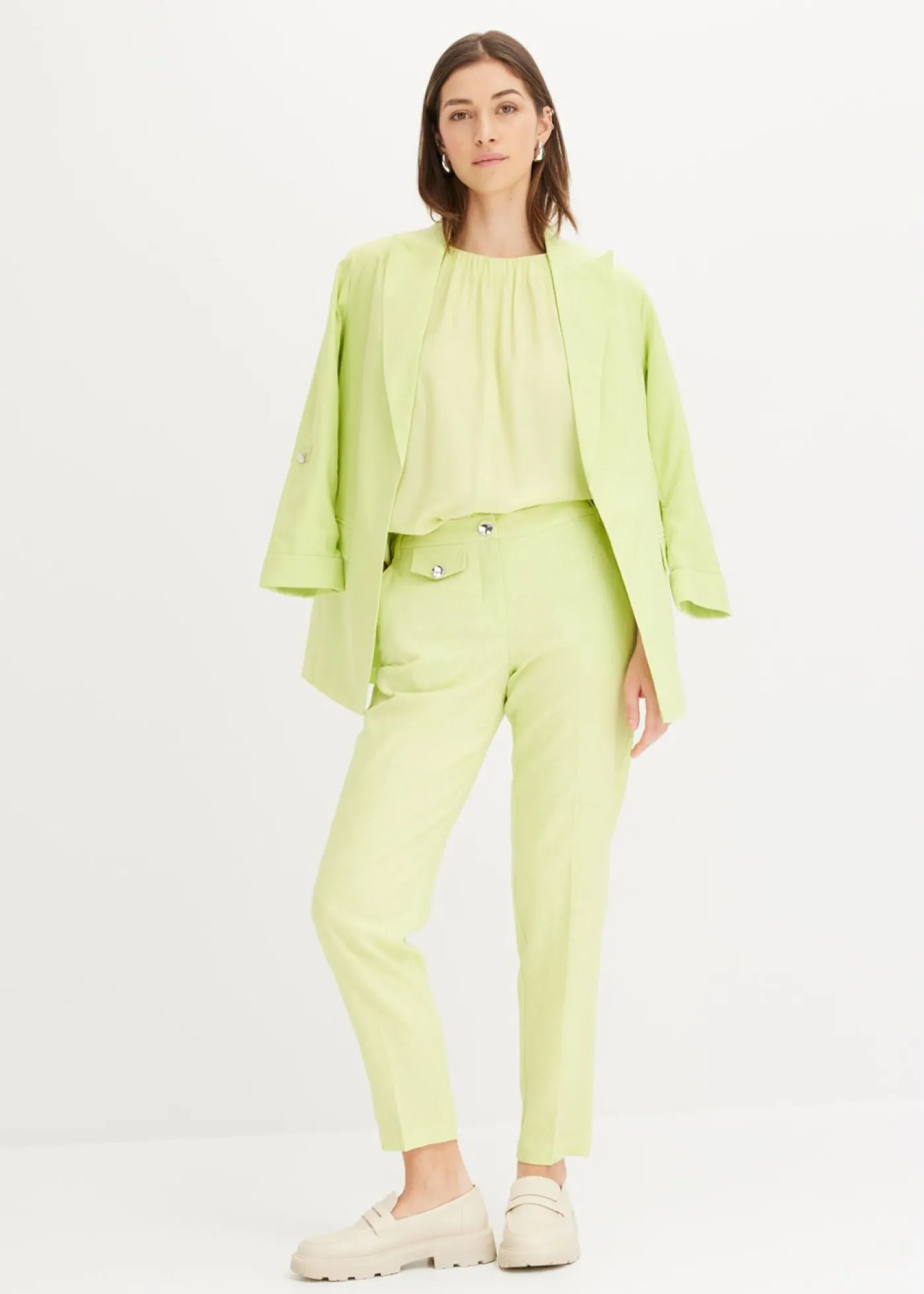 bonprix bonprix Blusa de tejido arrugado estructurado Verde menta Outlet