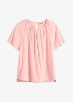 bonprix bonprix Blusa de tejido arrugado estructurado rosa pálido Discount