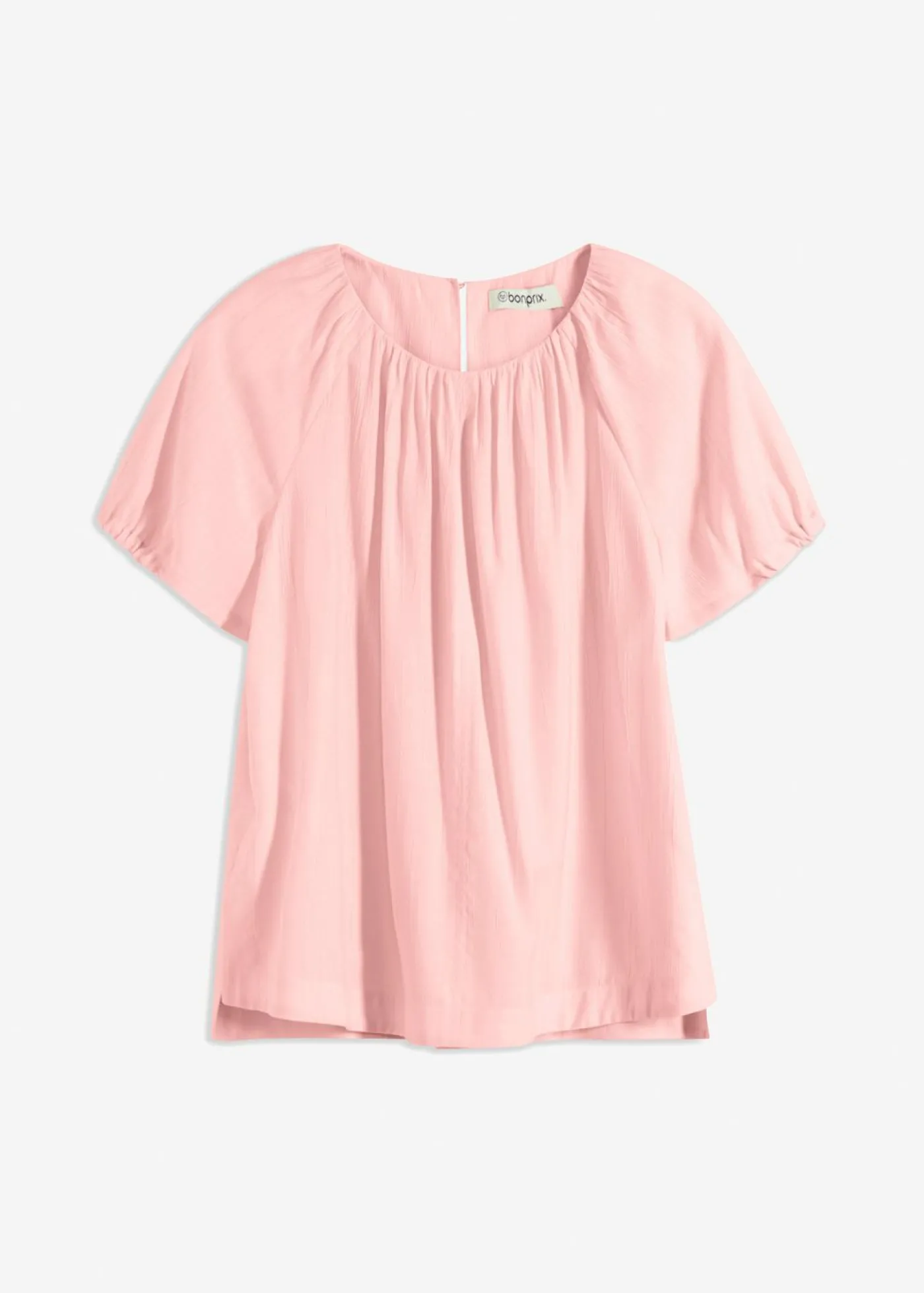 bonprix bonprix Blusa de tejido arrugado estructurado rosa pálido Discount