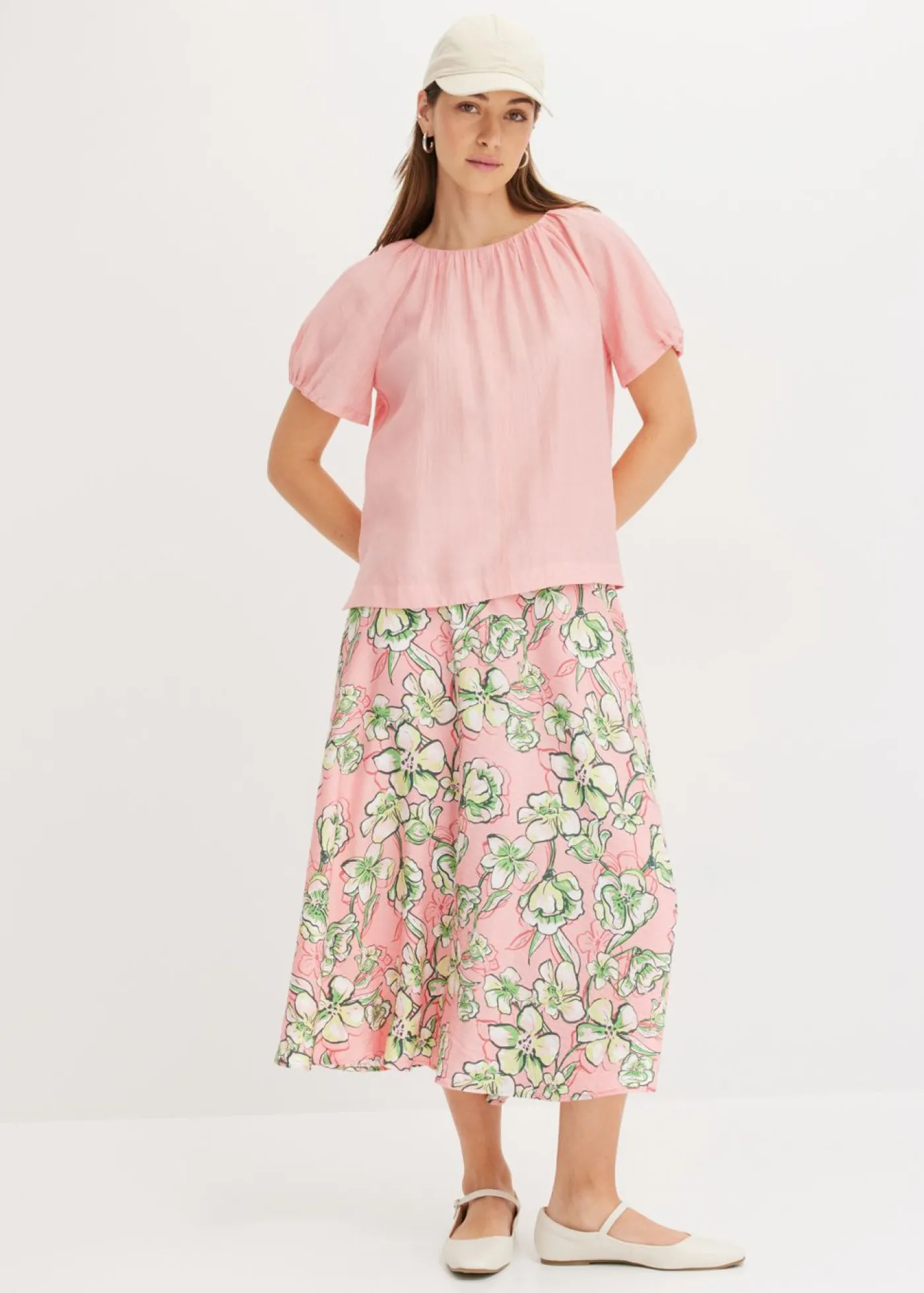 bonprix bonprix Blusa de tejido arrugado estructurado rosa pálido Discount
