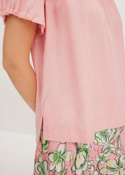 bonprix bonprix Blusa de tejido arrugado estructurado rosa pálido Discount