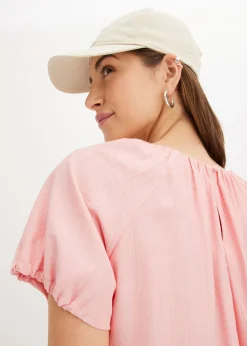 bonprix bonprix Blusa de tejido arrugado estructurado rosa pálido Discount