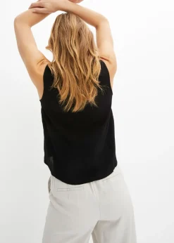 bonprix bonprix Blusa de tejido arrugado estructurado Azul marino Online