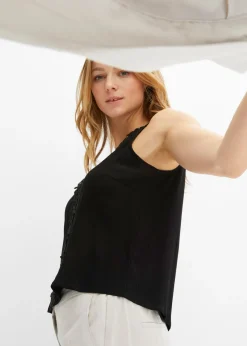 bonprix bonprix Blusa de tejido arrugado estructurado Azul marino Online