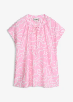 bonprix bonprix Blusa de túnica estampada Rosa-blanco estampado Hot