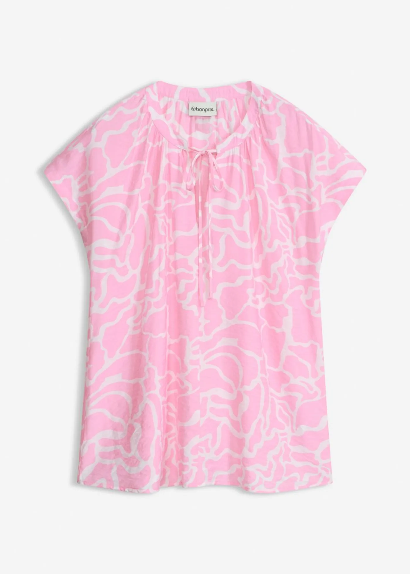 bonprix bonprix Blusa de túnica estampada Rosa-blanco estampado Hot