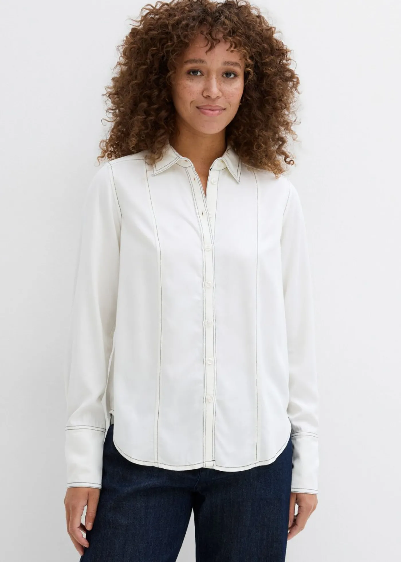 bonprix bonprix Blusa de viscosa Blanco lana-negro Sale