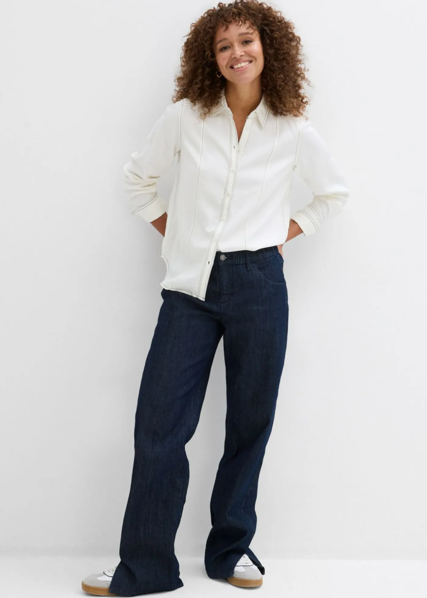 bonprix bonprix Blusa de viscosa Blanco lana-negro Sale
