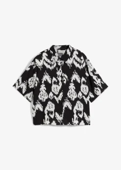bonprix bonprix Blusa de viscosa con estampado étnico Negro-blanco lana Discount