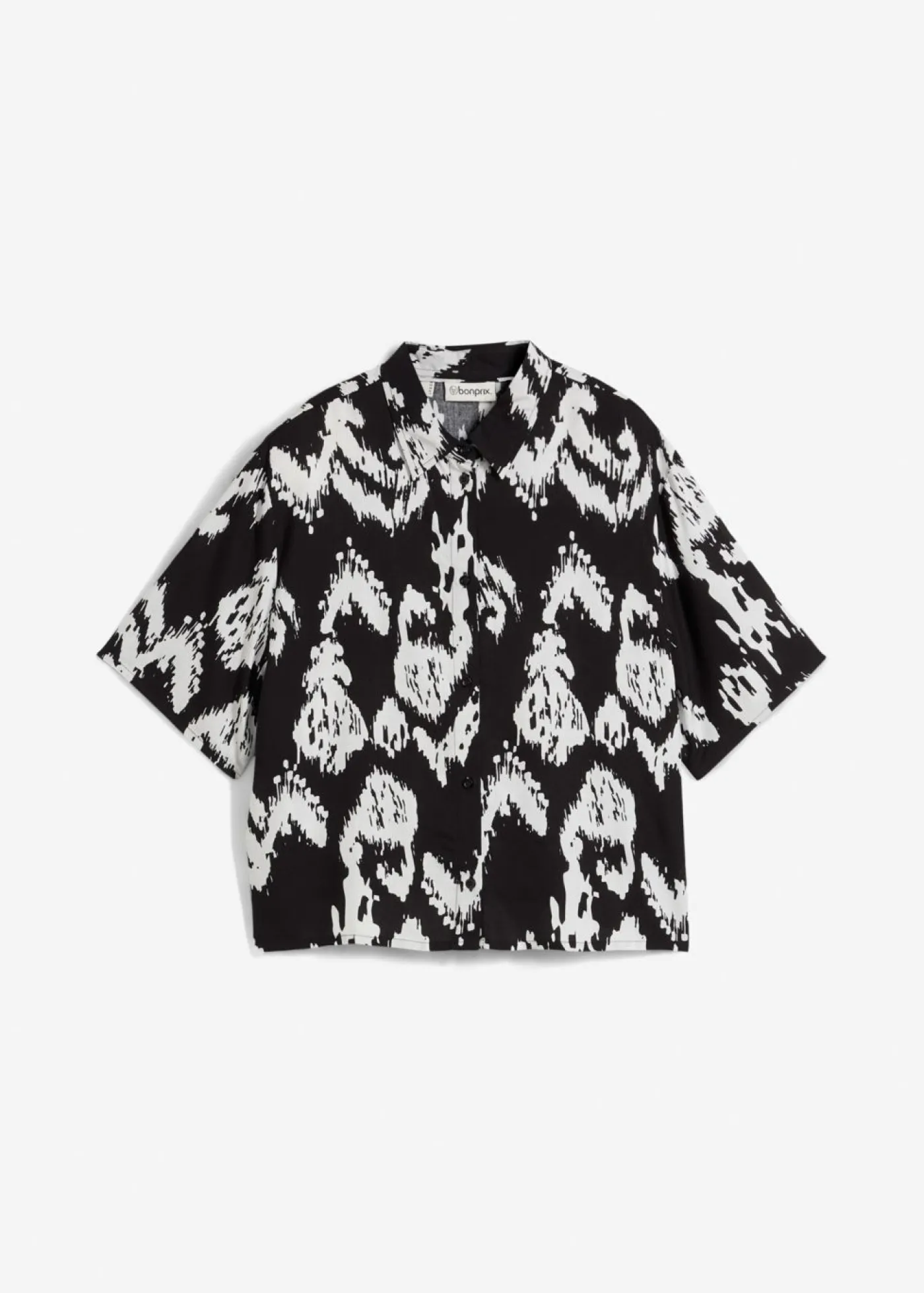 bonprix bonprix Blusa de viscosa con estampado étnico Negro-blanco lana Discount