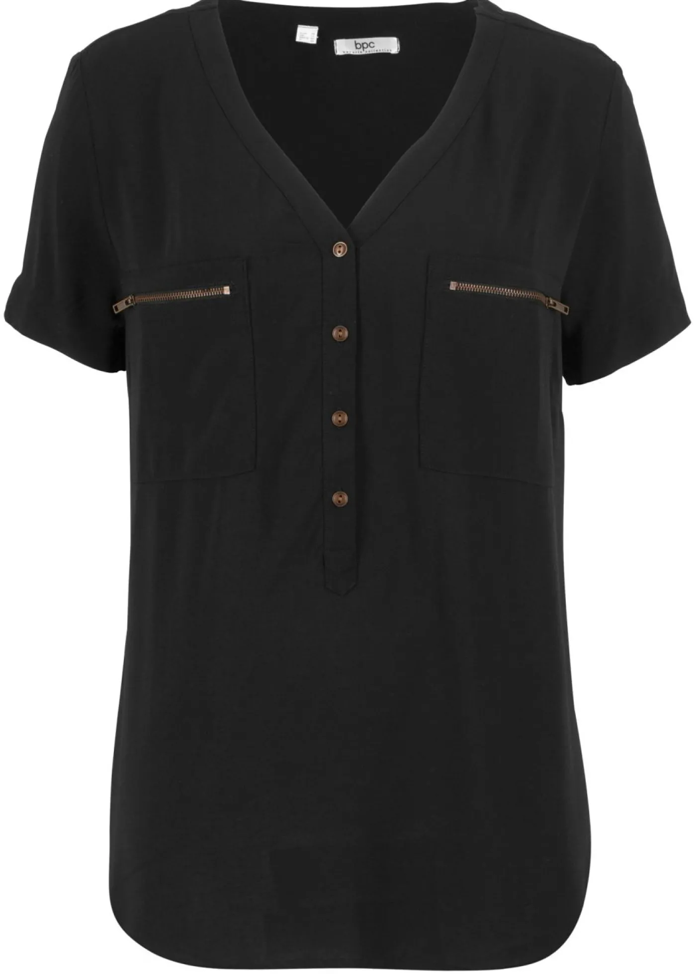 bonprix bonprix Blusa de viscosa con manga corta Negro