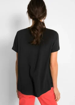 bonprix bonprix Blusa de viscosa con manga corta Negro