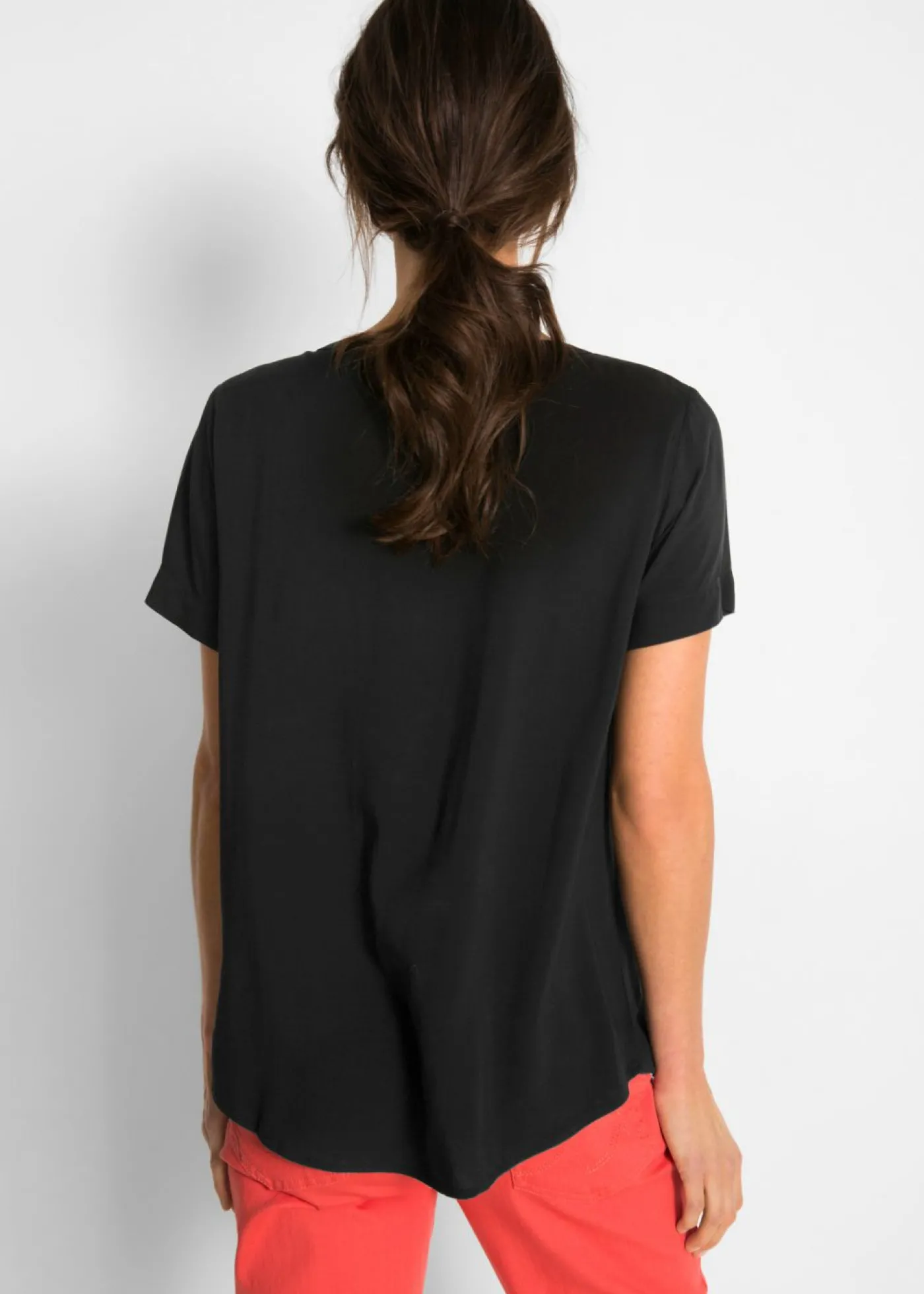 bonprix bonprix Blusa de viscosa con manga corta Negro