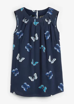bonprix bonprix Blusa de viscosa fluida Azul marino estampado Outlet