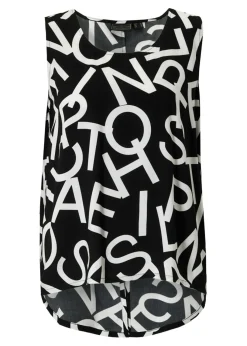 bonprix bonprix Blusa de viscosa fluida Blanco-negro Outlet