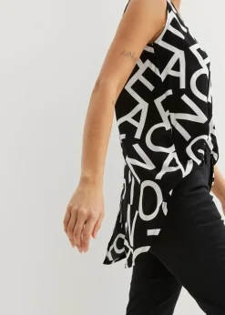 bonprix bonprix Blusa de viscosa fluida Blanco-negro Outlet