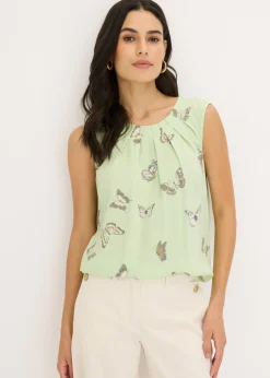 bonprix bonprix Blusa de viscosa fluida Salvia suave estampado New