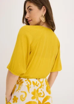 bonprix bonprix Blusa de viscosa fluida curry limón Online