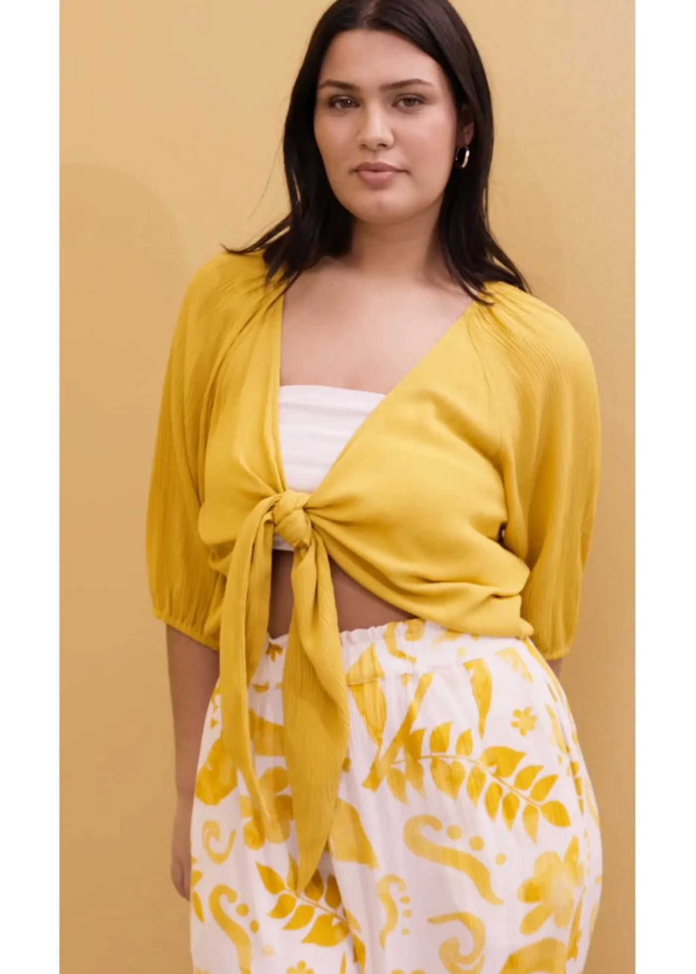 bonprix bonprix Blusa de viscosa fluida curry limón Online