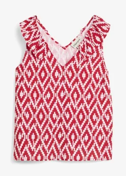 bonprix bonprix Blusa de viscosa fluida Rojo/rosa ahumado/rojo/blanco con estampado gráfico Online