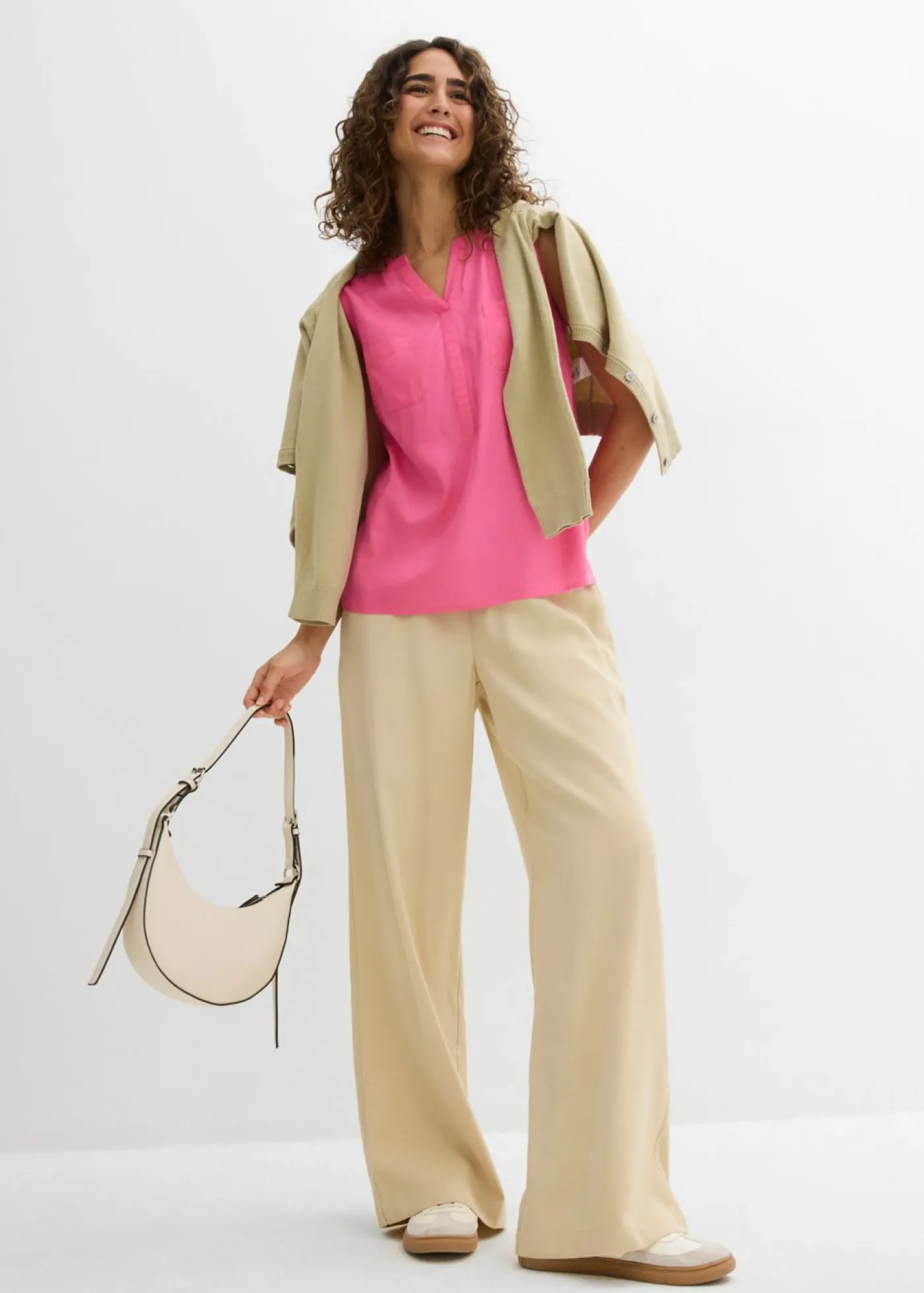 bonprix bonprix Blusa de viscosa fluida Rosa Discount