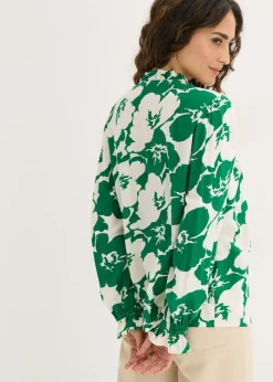 bonprix bonprix Blusa de viscosa fluida Blanco-verde Online