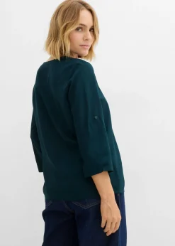 bonprix bonprix Blusa de viscosa fluida Verde intenso Sale
