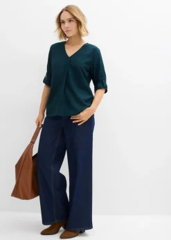 bonprix bonprix Blusa de viscosa fluida Verde intenso Sale