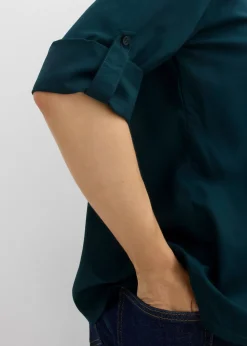 bonprix bonprix Blusa de viscosa fluida Verde intenso Sale