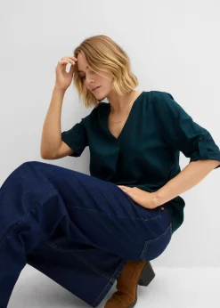 bonprix bonprix Blusa de viscosa fluida Verde intenso Sale