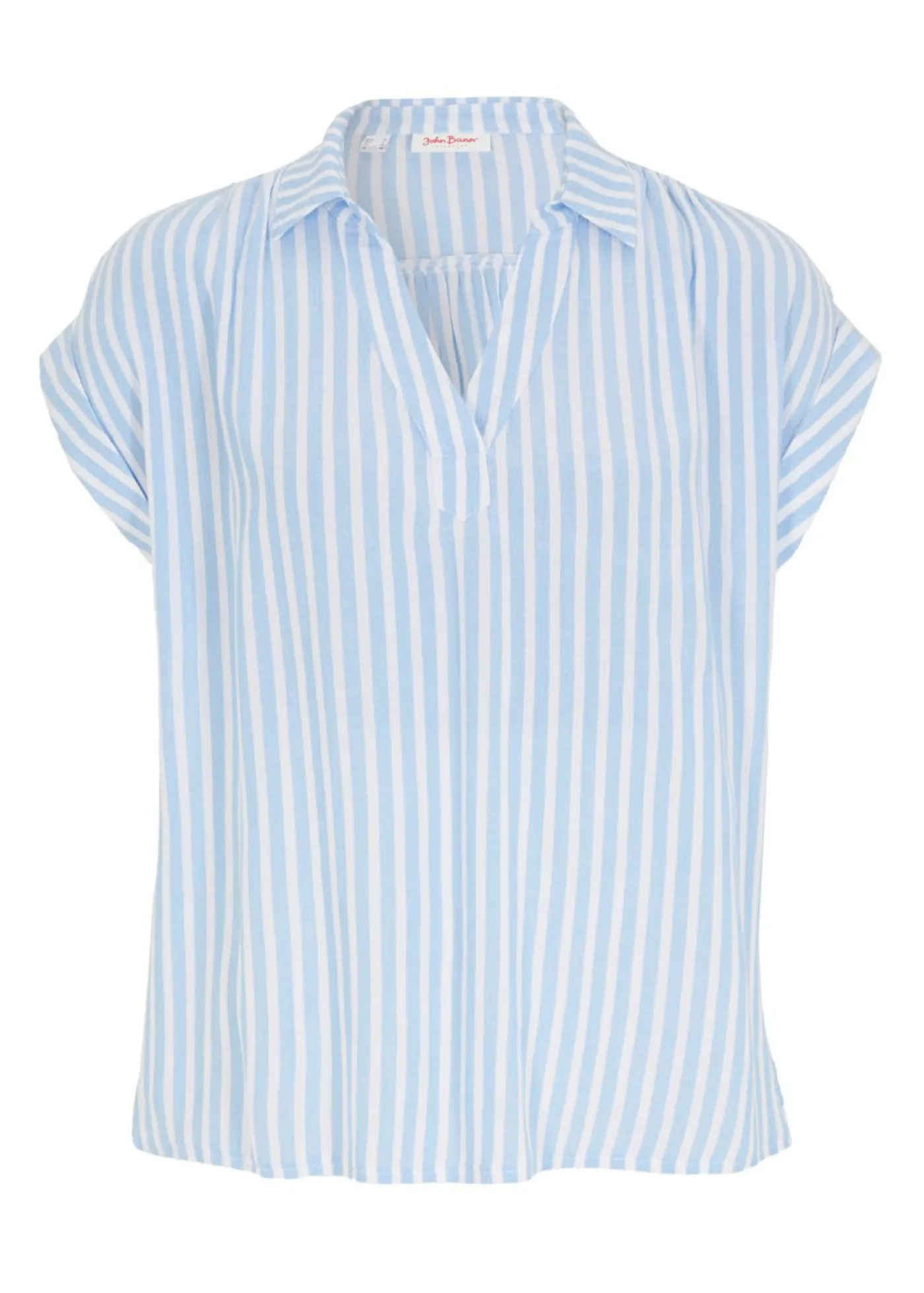 bonprix bonprix Blusa de viscosa fluida con manga corta Azul perla-blanco con rayas New
