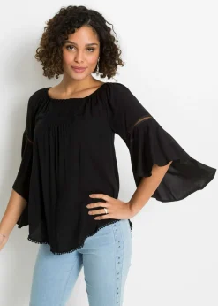 bonprix bonprix Blusa de viscosa pura Negro New