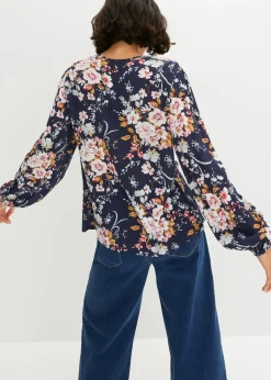 bonprix bonprix Blusa de viscosa pura Azul marino Hot