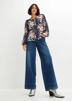 bonprix bonprix Blusa de viscosa pura Azul marino Hot