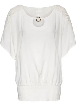 bonprix bonprix Blusa de viscosa pura Blanco lana Hot