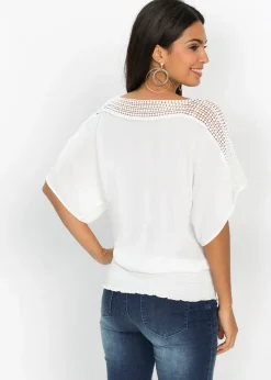 bonprix bonprix Blusa de viscosa pura Blanco lana Hot