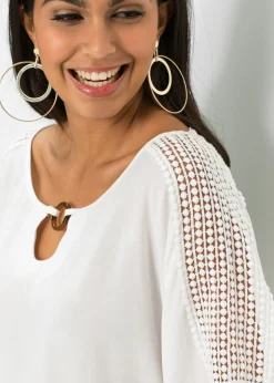 bonprix bonprix Blusa de viscosa pura Blanco lana Hot