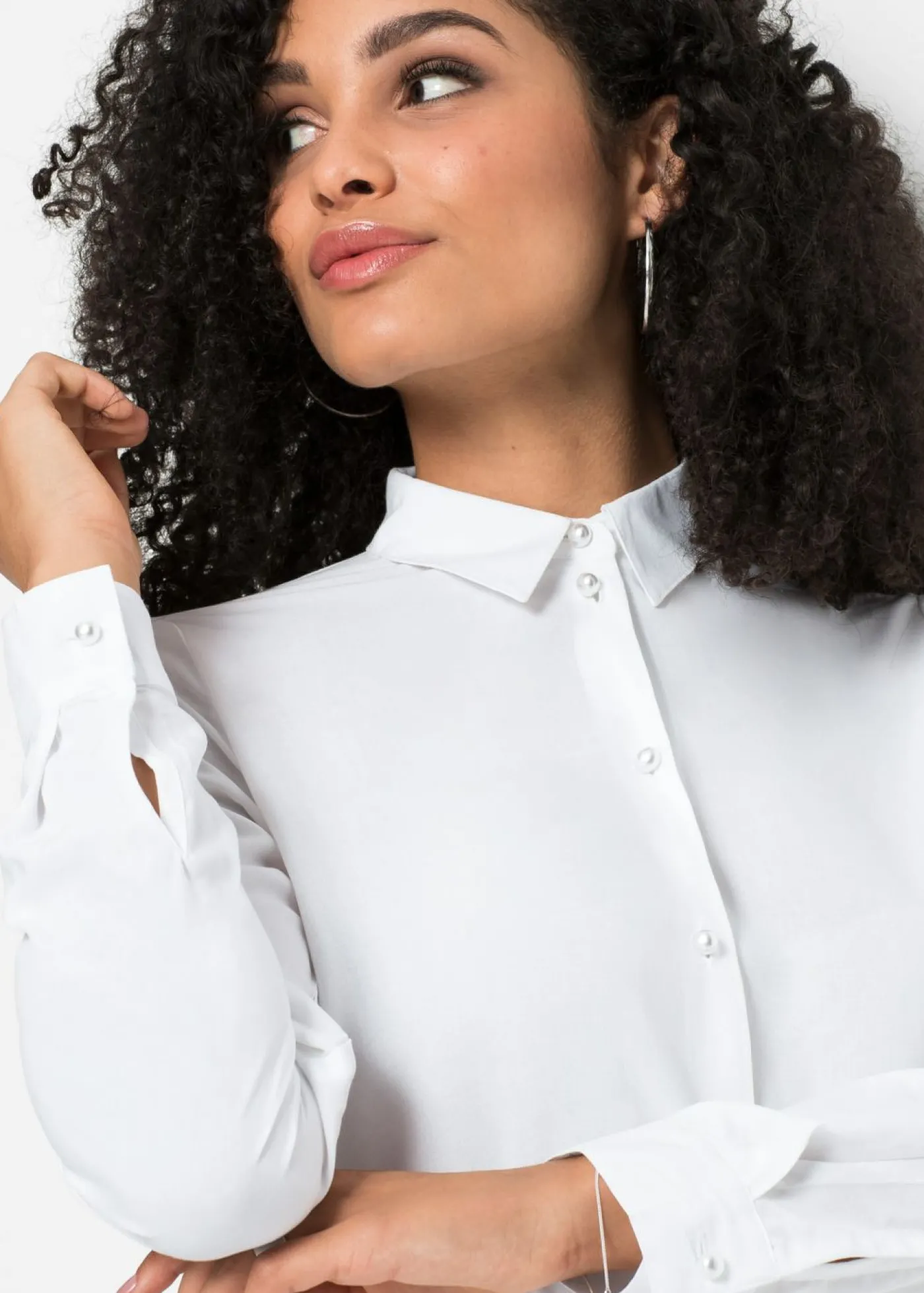 bonprix bonprix Blusa de viscosa pura Blanco Clearance