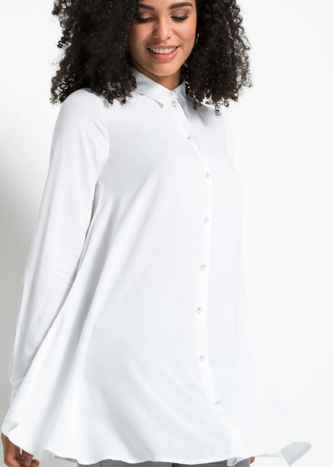bonprix bonprix Blusa de viscosa pura Blanco Clearance