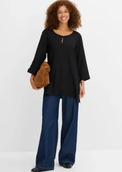 bonprix bonprix Blusa de viscosa pura Negro New