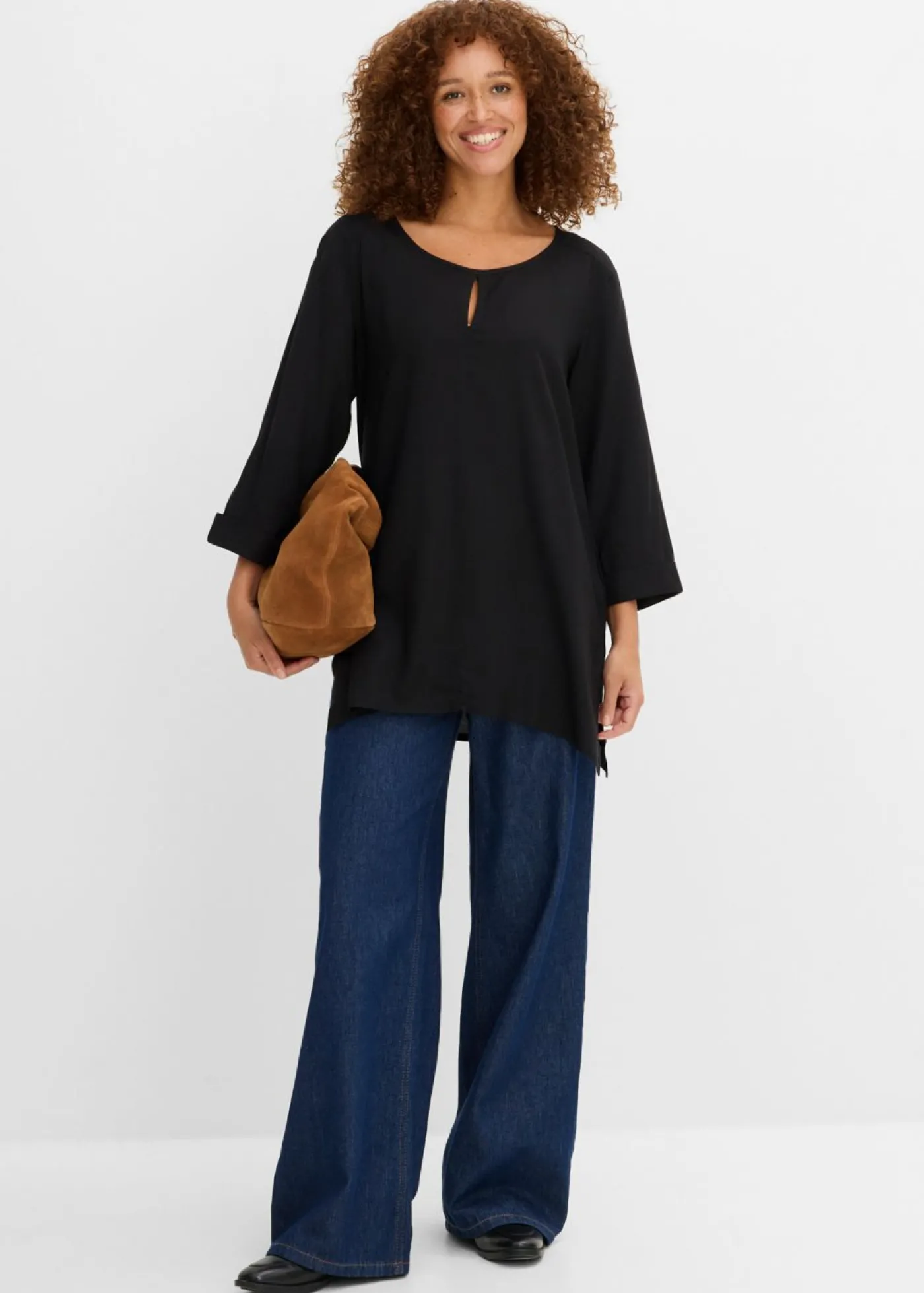 bonprix bonprix Blusa de viscosa pura Negro New